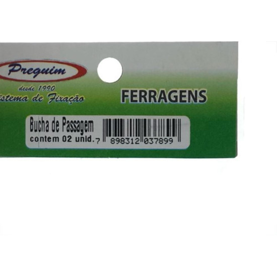 Cartela Bucha Fixacao Preguim De Passagem Coaxial 10Mm Com 02 Pecas 7899