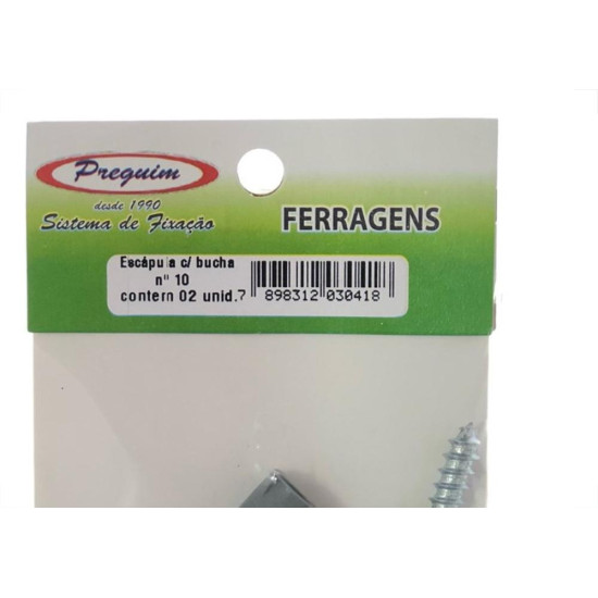 Cartela Escapula Com Bucha 10 Preguim Com 02 Pecas 0418 Cartela Escapula Com Bucha 10 Preguim Com 02 Pecas 0418