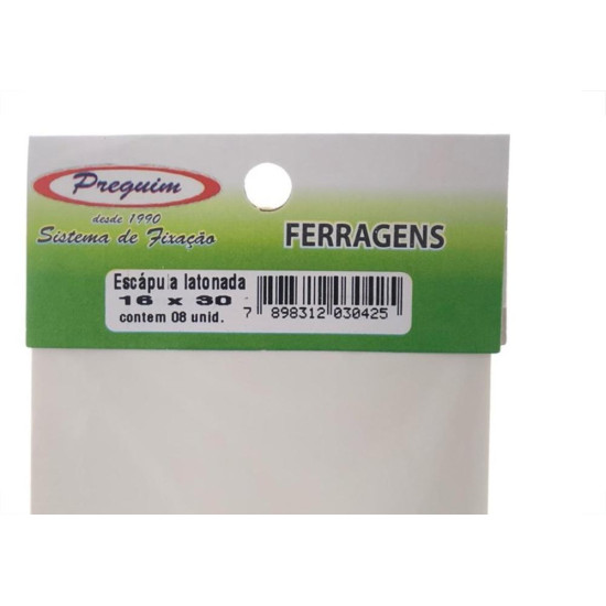 Cartela Escapula Bicromatizada Preguim 16X30 Com 08 Pecas 0425 Cartela Escapula Bicromatizada Preguim 16X30 Com 08 Pecas 0425