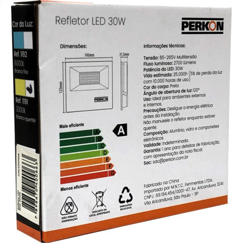 Refletor Led Perkon 30W 2700Lm 3000K 1191 Refletor Led Perkon 30W 2700Lm 3000K 1191