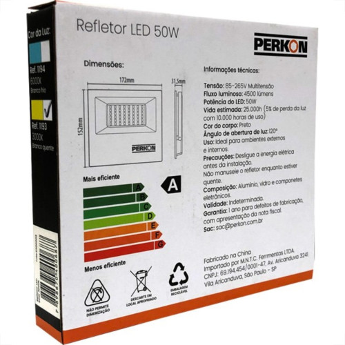 Refletor Led Perkon 50W 4500Lm 3000K 1193 Refletor Led Perkon 50W 4500Lm 3000K 1193