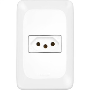 Conjunto Pial Pop 4X2 Branco Com Placa (1Tomada 20A) Lgx03020