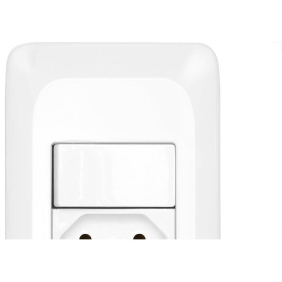 Conjunto Pial Pop 4X2 Branco Com Placa (1Simples+Tomada 10A) Lgx103