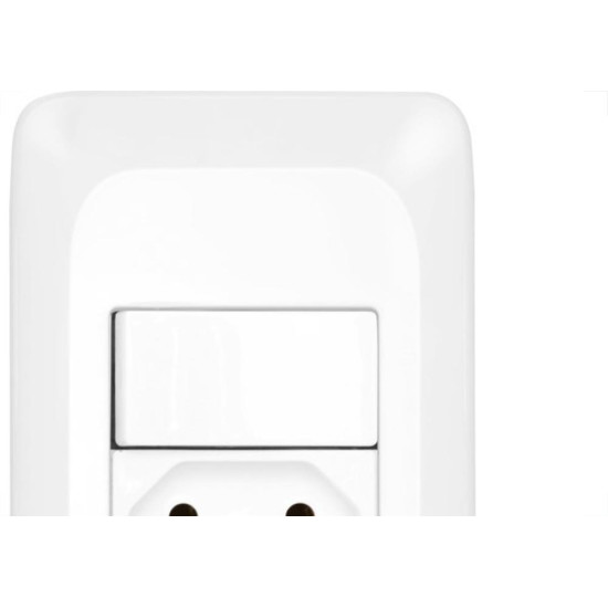 Kit C/5 - Conjunto Pial Pop 4X2 Branco Com Placa (1Simple... Kit C/5 - Conjunto Pial Pop 4X2 Branco Com Placa (1Simple...