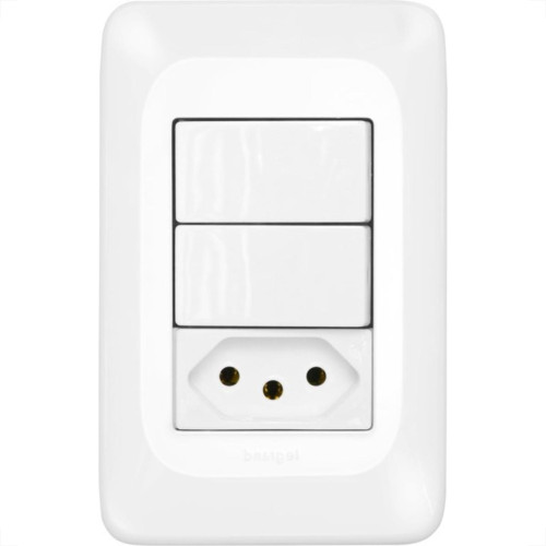 Conjunto Pial Pop 4X2 Branco Com Placa (2Simples+Tomada 10A) Lgx113 Conjunto Pial Pop 4X2 Branco Com Placa (2Simples+Tomada 10A) Lgx113