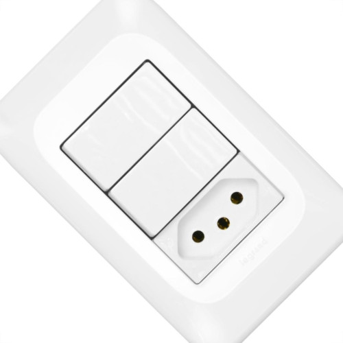 Conjunto Pial Pop 4X2 Branco Com Placa (2Simples+Tomada 10A) Lgx113 Conjunto Pial Pop 4X2 Branco Com Placa (2Simples+Tomada 10A) Lgx113