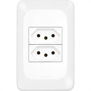 Conjunto Pial Pop 4X2 Branco Com Placa (2Tomada 10A) Lgx303
