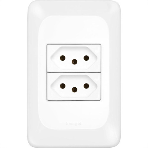Conjunto Pial Pop 4X2 Branco Com Placa (2Tomada 10A) Lgx303