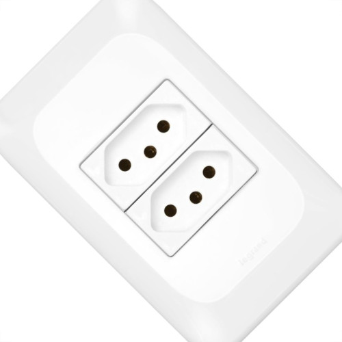 Conjunto Pial Pop 4X2 Branco Com Placa (2Tomada 10A) Lgx303