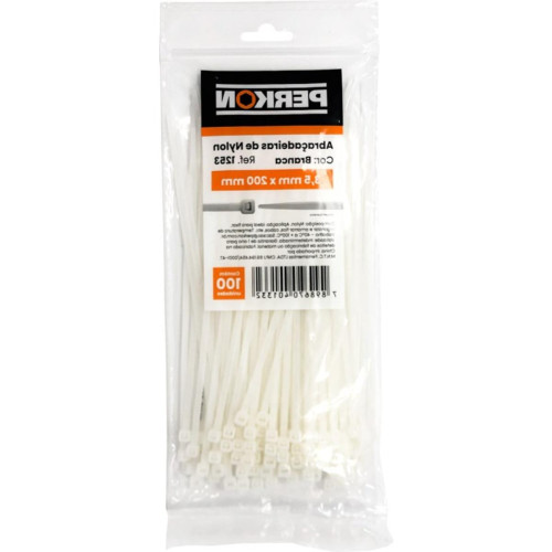 Abracadeira Nylon Perkon Branca 3,5X200 100 Pecas 1253 Abracadeira Nylon Perkon Branca 3,5X200 100 Pecas 1253
