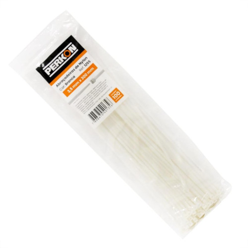 Abracadeira Nylon Perkon Branca 3,5X300 100 Pecas 1255 Abracadeira Nylon Perkon Branca 3,5X300 100 Pecas 1255