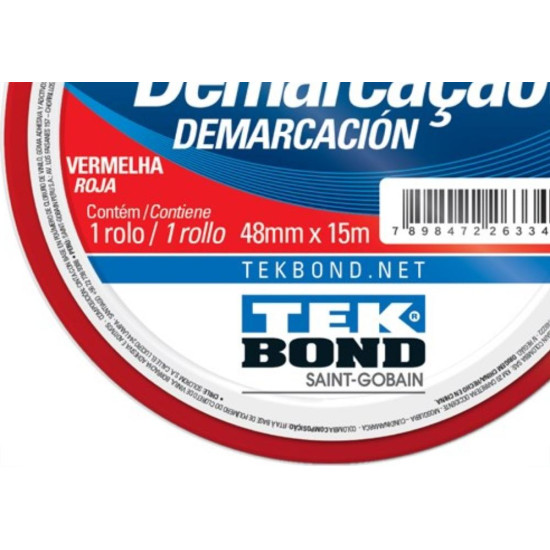 Fita Demarcacao Solo Tekbond 48X15M Vermelha 