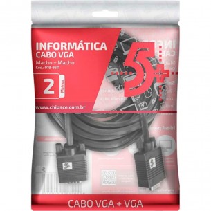 Cabo Vga Info -  Vga Macho + Vga Macho - Com Filtro - Preto - 2M   018-9572