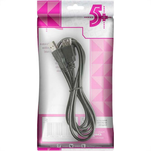 Cabo Usb 2.0 - Usb A Macho + Usb A Femea 2.0 - 1.80M - Preto   018-3277