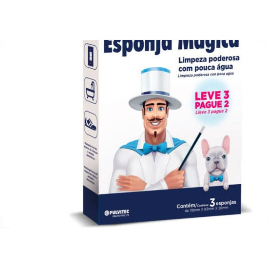 Esponja Magica Pulvitec Super Storm Com 3 Pecas Fm004