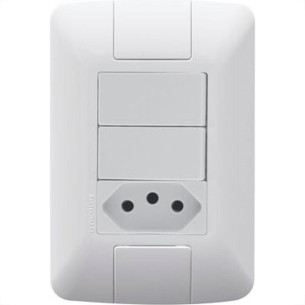 Conjunto Tramontina Aria 4X2 Branco Com Placa (2 Simples+Tomada) 57241/073