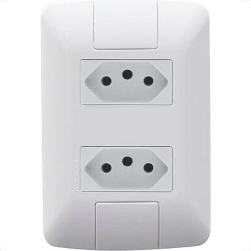 Conjunto Tramontina Aria 4X2 Branco Com Placa (2 Tomadas 10A) 57241/265