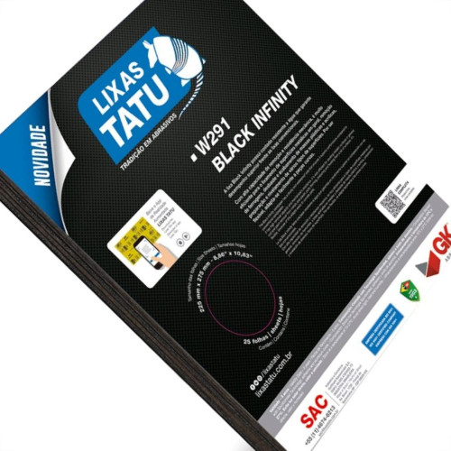Lixa Black Infinity Tatu 120 Agua/Ferro/Massa W29101200025 - Kit C/25 Lixa Black Infinity Tatu 120 Agua/Ferro/Massa W29101200025 - Kit C/25