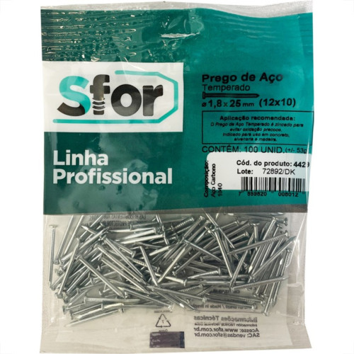 Prego Aco Sforplast Com Cabeca 12X10 (1,80X23mm) 100pcs Prego Aco Sforplast Com Cabeca 12X10 (1,80X23mm) 100pcs