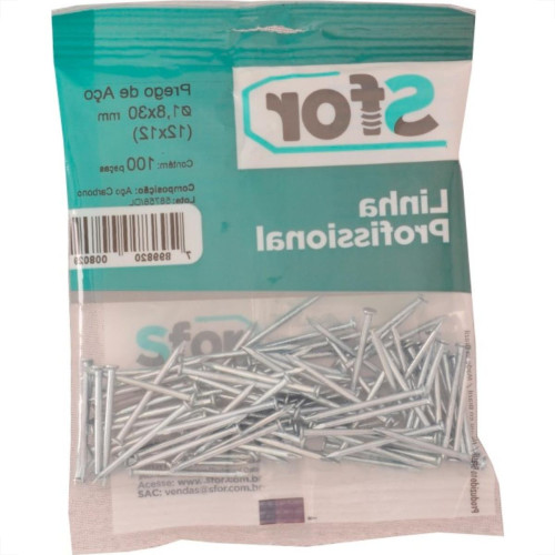 Prego Aco Sforplast Com Cabeca 12X12 (1,80X28mm) (1,80X28mm) 100pcs