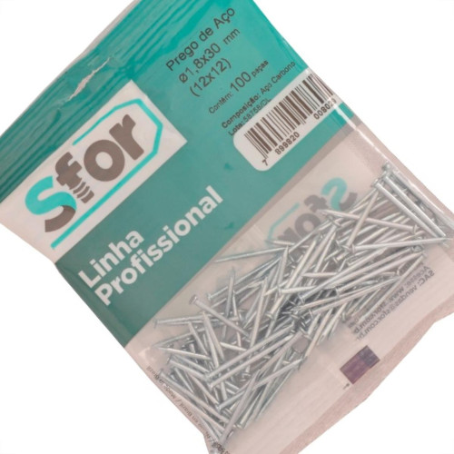 Prego Aco Sforplast Com Cabeca 12X12 (1,80X28mm) (1,80X28mm) 100pcs