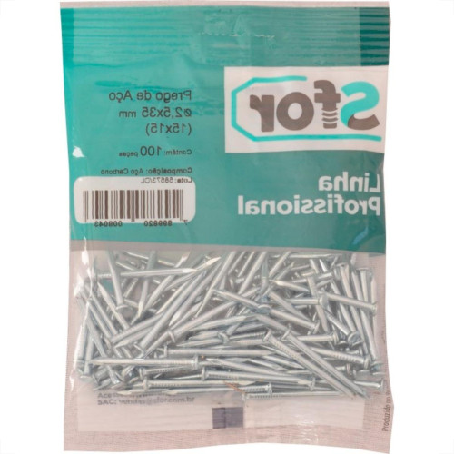 Prego Aco Sforplast Com Cabeca 15X15 (2,40X34mm) 100pcs Prego Aco Sforplast Com Cabeca 15X15 (2,40X34mm) 100pcs