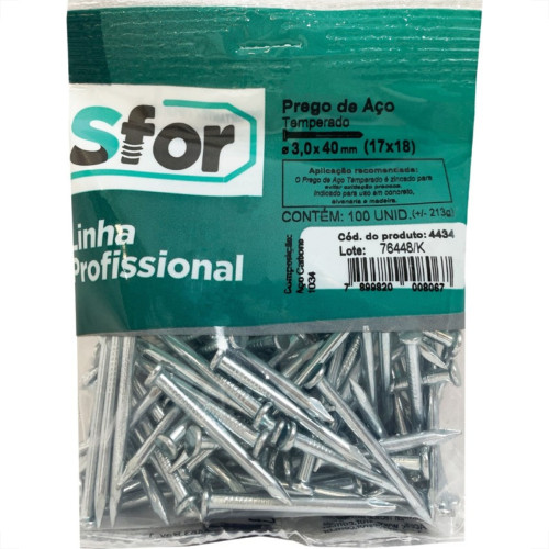 Prego Aco Sforplast Com Cabeca17X18 (3,0X40Mm) 100pcs 4434 Prego Aco Sforplast Com Cabeca17X18 (3,0X40Mm) 100pcs 4434