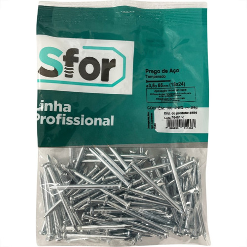 Prego Aco Sforplast Com Cabeca 18X24 (3,40X55mm) 100pcs Prego Aco Sforplast Com Cabeca 18X24 (3,40X55mm) 100pcs