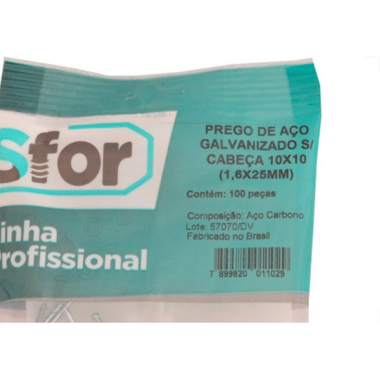 Prego Aco Sforplast Sem Cabeca 10X10 (1,50X23mm) (1,50X23mm) 100pcs 4956