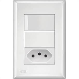 Conjunto Fame Evidence 4X2 Branco Om Placa 1Simples+1Tomada 20A 