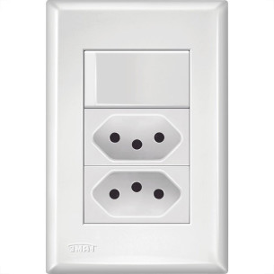 Conjunto Fame Evidence 4X2 Branco Om Placa 1Simples+2Tomada 20A 