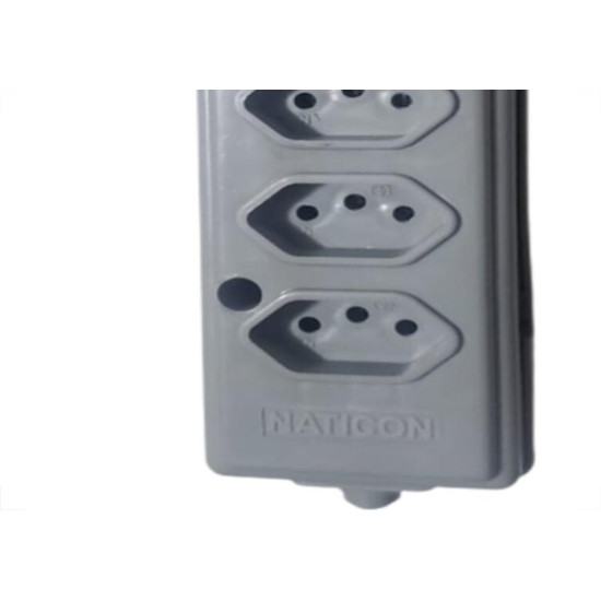Tomada Barra Naticon   Quintupla 10A 2 Polos +Terra Cinza 609