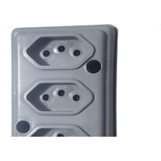 Tomada Barra Naticon Tripla 20A 2 Polos +Terra Cinza 610 Tomada Barra Naticon Tripla 20A 2 Polos +Terra Cinza 610