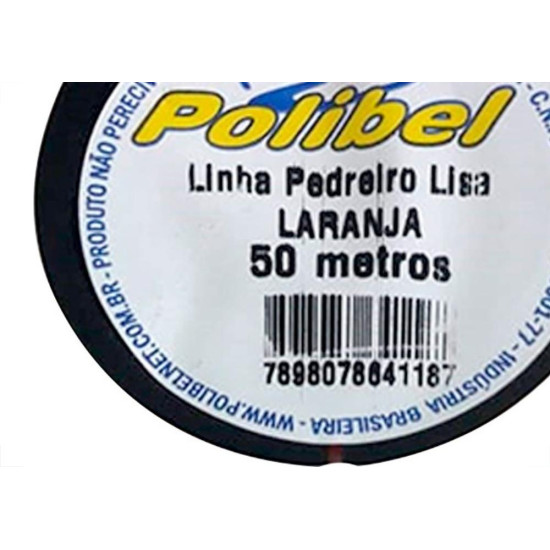 Linha Pedreiro 1 Fio Laranja Polibel 50M 1194 - Kit C/12 Linha Pedreiro 1 Fio Laranja Polibel 50M 1194 - Kit C/12