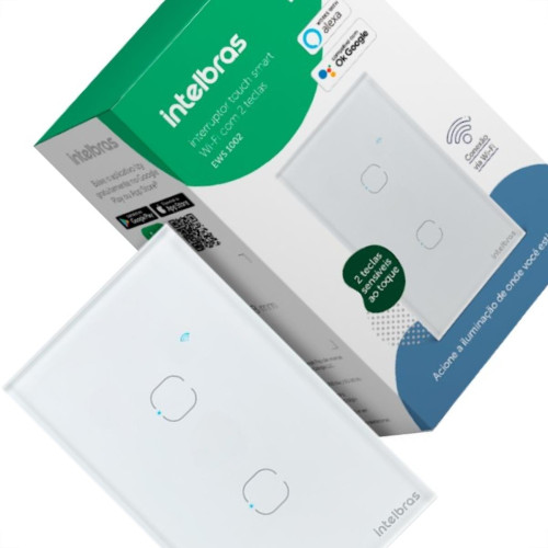 Interruptor Inteligente Intelbras Wifi Touch Branco 2 Teclas Ews 1002 Interruptor Inteligente Intelbras Wifi Touch Branco 2 Teclas Ews 1002