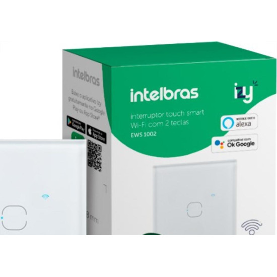 Interruptor Inteligente Intelbras Wifi Touch Branco 2 Teclas Ews 1002 Interruptor Inteligente Intelbras Wifi Touch Branco 2 Teclas Ews 1002