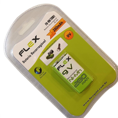 Pilha Recarregavel Flexgold Bateria 9V Com 1 Peca 280Mah Fx-9V/28B1 Pilha Recarregavel Flexgold Bateria 9V Com 1 Peca 280Mah Fx-9V/28B1