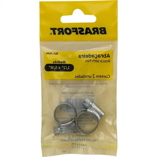 Cartela Abracadeira Rosca Sem Brasfort Fim 1/2 X 5/8'' Cartela Com 2 Pecas 7650 Cartela Abracadeira Rosca Sem Brasfort Fim 1/2 X 5/8'' Cartela Com 2 Pecas 7650