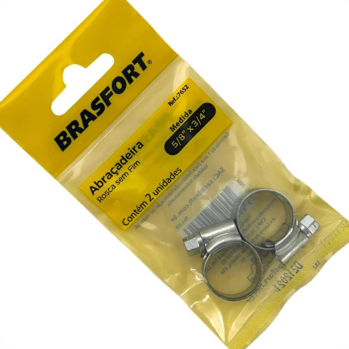 Cartela Abracadeira Rosca Sem Fim Brasfort 5/8 X 3/4'' Cartela Com 2 Pecas 7652 Cartela Abracadeira Rosca Sem Fim Brasfort 5/8 X 3/4'' Cartela Com 2 Pecas 7652