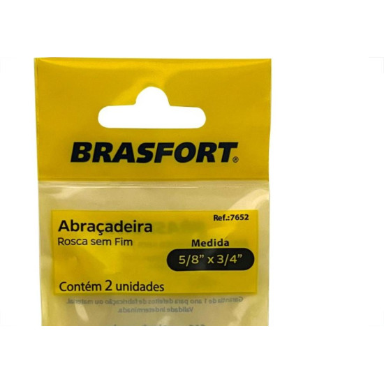 Cartela Abracadeira Rosca Sem Fim Brasfort 5/8 X 3/4'' Cartela Com 2 Pecas 7652 Cartela Abracadeira Rosca Sem Fim Brasfort 5/8 X 3/4'' Cartela Com 2 Pecas 7652