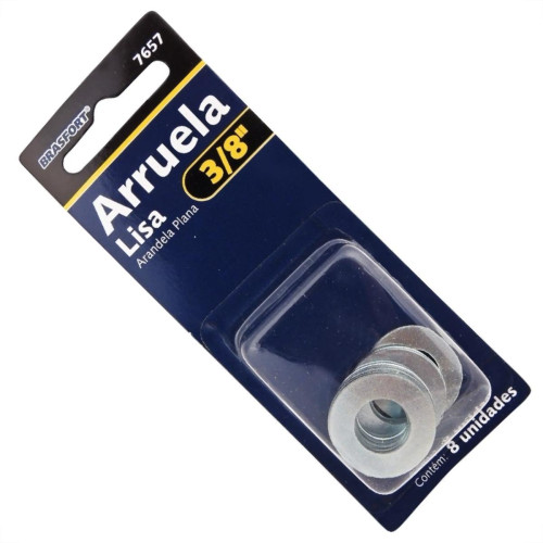 Cartela Arruela Lisa Zincada Brasfort 3/8'' Cartela Com 08 Pecas 7657 Cartela Arruela Lisa Zincada Brasfort 3/8'' Cartela Com 08 Pecas 7657