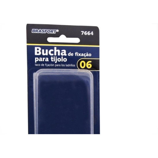 Cartela Bucha Fixacao Baiano/Gesso Brasfort 06 Sem Parafuso Cartela Com 10 Pecas 7664