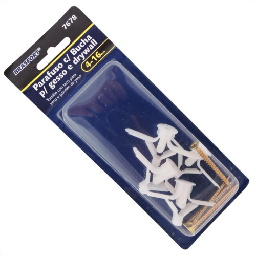 Cartela Bucha Fixacao Drywal Brasfort 04-16Mm+Parafuso Phillips Kit 4 Pecas 7678 Cartela Bucha Fixacao Drywal Brasfort 04-16Mm+Parafuso Phillips Kit 4 Pecas 7678