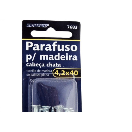 Cartela Parafuso Madeira Brasfort Cabeca Chata Fenda 4,2X40 Cartela Com 8 Pecas 7683 Cartela Parafuso Madeira Brasfort Cabeca Chata Fenda 4,2X40 Cartela Com 8 Pecas 7683
