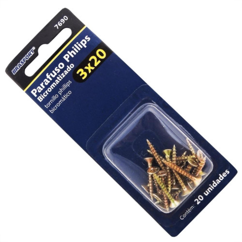 Cartela Parafuso Chipboard Brasfort Cabeca Chata Philips 3,0X20 Cartela Com 20 Pecas 7690 Cartela Parafuso Chipboard Brasfort Cabeca Chata Philips 3,0X20 Cartela Com 20 Pecas 7690
