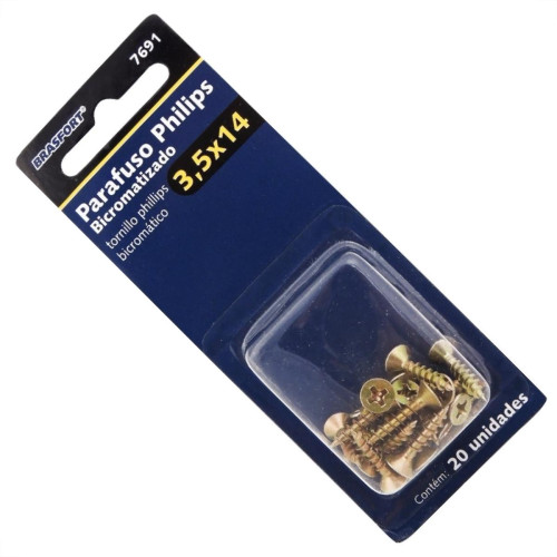 Cartela Parafuso Chipboard Brasfort Cabeca Chata Philips 3,5X14 Cartela Com 20 Pecas 7691 Cartela Parafuso Chipboard Brasfort Cabeca Chata Philips 3,5X14 Cartela Com 20 Pecas 7691