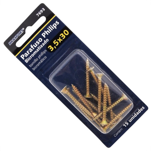 Cartela Parafuso Chipboard Brasfort Cabeca Chata Philips 3,5X30 Cartela Com 15 Pecas 7693 Cartela Parafuso Chipboard Brasfort Cabeca Chata Philips 3,5X30 Cartela Com 15 Pecas 7693