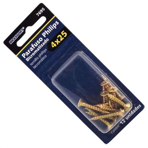 Cartela Parafuso Chipboard Brasfort Cabeca Chata Philips 4,0X25 Cartela Com 12 Pecas 7695 Cartela Parafuso Chipboard Brasfort Cabeca Chata Philips 4,0X25 Cartela Com 12 Pecas 7695
