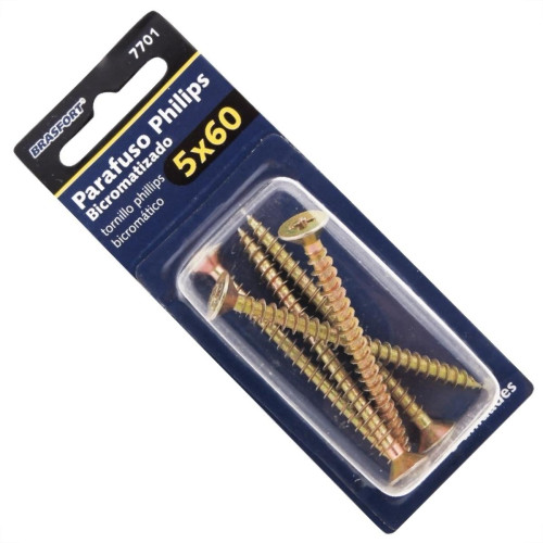 Cartela Parafuso Chipboard Brasfort Cabeca Chata Philips 5,0X60 Cartela Com 5 Pecas 7701 Cartela Parafuso Chipboard Brasfort Cabeca Chata Philips 5,0X60 Cartela Com 5 Pecas 7701