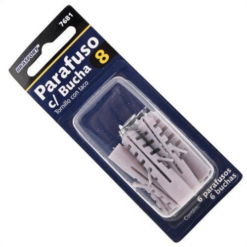 Cartela Parafuso Madeira Brasfort Com Bucha 08Mm Philips Cartela Com 6 Pecas 7681 Cartela Parafuso Madeira Brasfort Com Bucha 08Mm Philips Cartela Com 6 Pecas 7681